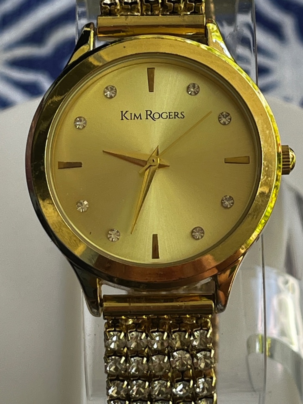 Kim Rogers Ladies rhinestone stretch bracelet watch new battery 34mm